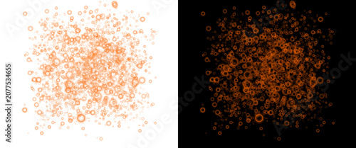 Photography Orange bubble pattern set on white and black backgrounds, floating water droplet
