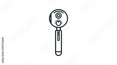 Detailed magnifying glass with handle.