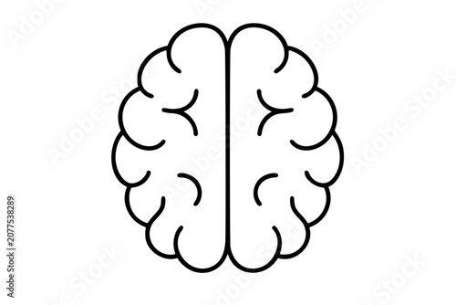 Konstfotografi Minimal hand traced brain outline vector icon, black line neuroscience illustrat