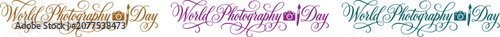 World photography day logos in gold purple and teal