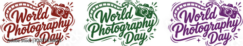 World photography day colorful logo illustrations