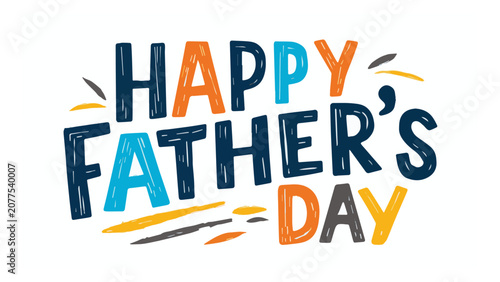 Colorful Happy Father's Day Text in Bright Handwritten Style