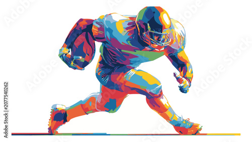 Dynamic American Football Player Sprinting in Colorful Action Pose