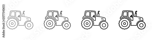 Photos Tractor Agricultural Machinery Farm Vehicle Cultivation Man Line Art Outline Ico