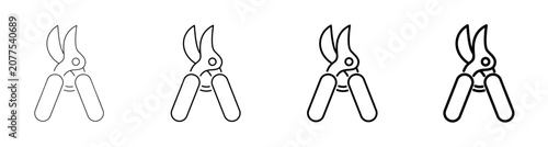 Bild auf Leinwand Pruning Shears Garden Secateurs Branch Clipper Line Art Outline Icon Vector Illu