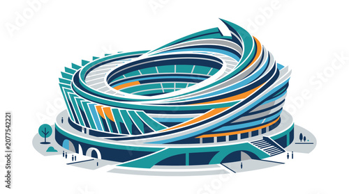 Modern Stadium Architecture, Sports Arena Design, Futuristic City Building