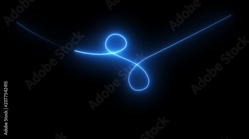Blue Neon Light Animation Black Background