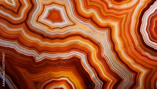 Orange And Brown Agate Fine Structure Closeup