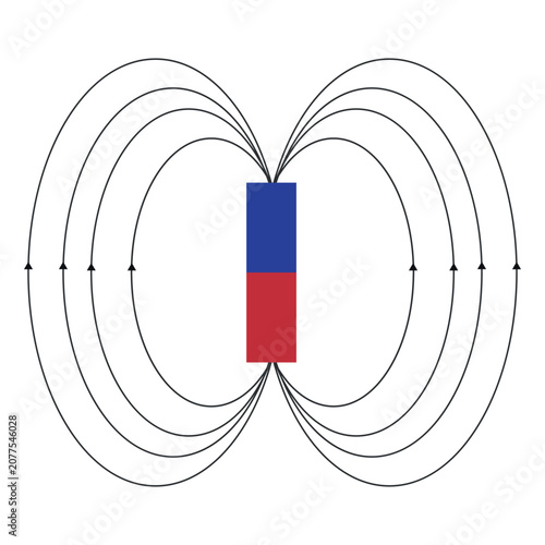 Photos Vector illustration of a magnet showing its poles and field lines