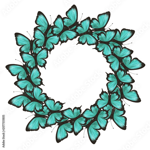 Elegant decorative butterfly frame with delicate wings and floral accents, perfect for invitations, greeting cards, wedding stationery, scrapbooking, prints, branding and seasonal designs