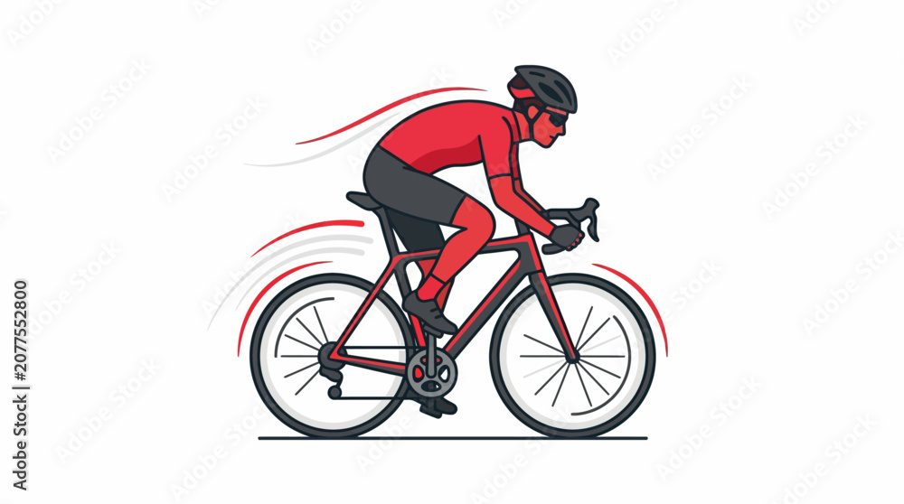 Fototapeta premium Dynamic Cyclist Speeding Road Bike Vector Illustration