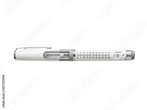 Insulin Pen Injector Device for Diabetes Treatment on White Background