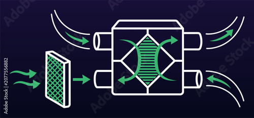 Foto Modern HVAC Recuperator System Technical Vector with Air Circulation, Filtration