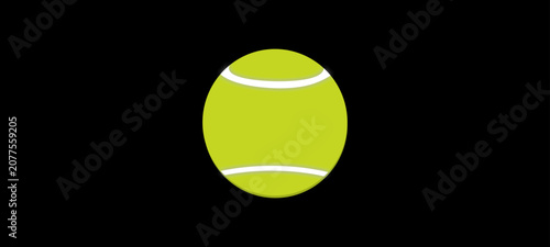 Tennis Ball Icon Vector Illustration on Black Background.