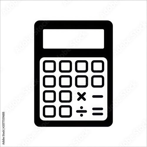 Black calculator icon with mathematical symbols for education or financial management application design