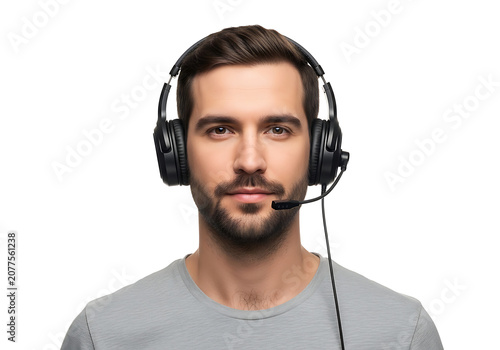 Man wearing headset for communication