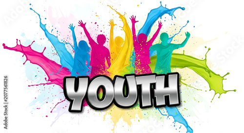 Colorful youth text with paint splashes