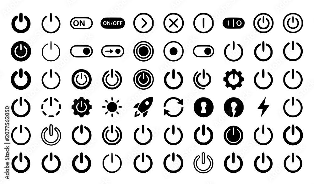 Foto Turn On Off Power Button Vector Collection for Web and App Interface Icons