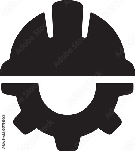 Construction Helmet and Gear Icon