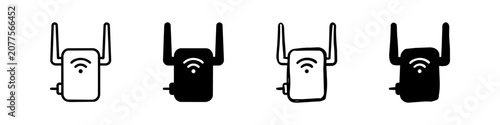 Tableau sur toile Set of WiFi extender and repeater icons in vector and hand-drawn styles