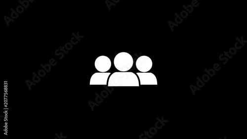 Minimalist White Person and Group Icons on Black Background.