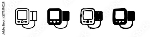 Принти на полотні Blood pressure monitor icon set in outline, glyph, and hand-drawn styles for medical and health designs