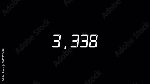 Number counter animation from 0 to 5,000 in 4k for likes and views, animated counting numbers from zero to five thousand on transparent background