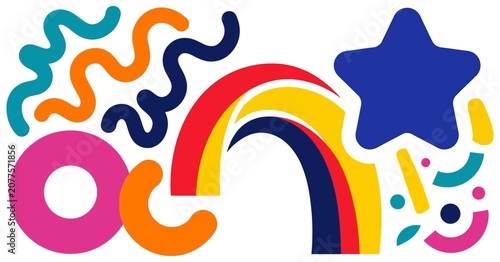 Vibrant rainbow and star graphic