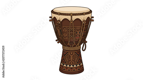 Fotografija 26 julyLiberia independents day Traditional African Djembe Drum, Hand-Drawn Vect