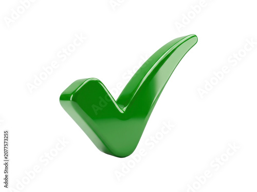 Green check mark on isolated background. Confirmation symbol for approval and verification concepts.