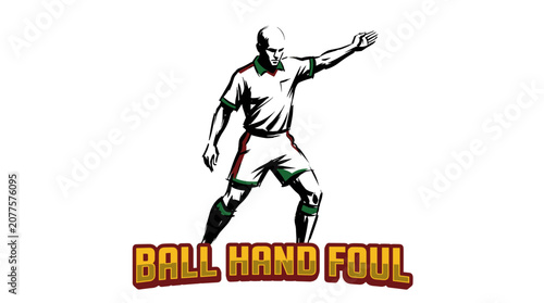 Принти на полотні Soccer ball hand foul graphic