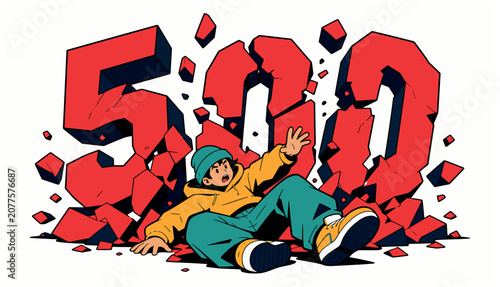 Quadro em tela Cartoon character falls down 500.