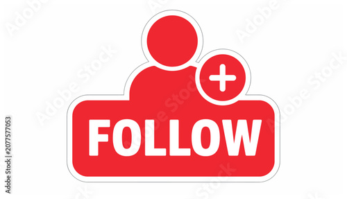 Red Follow Social Media Icon.