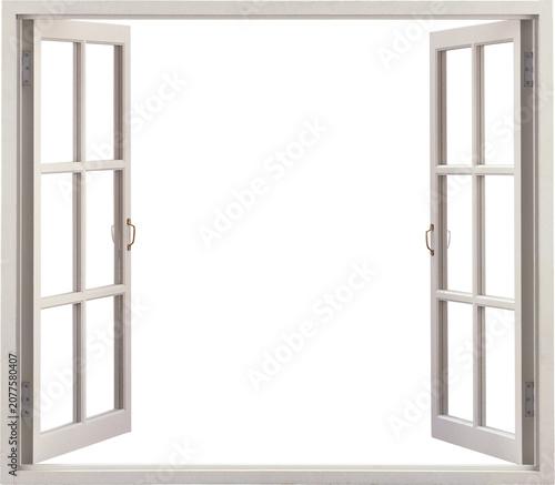 open window on white background