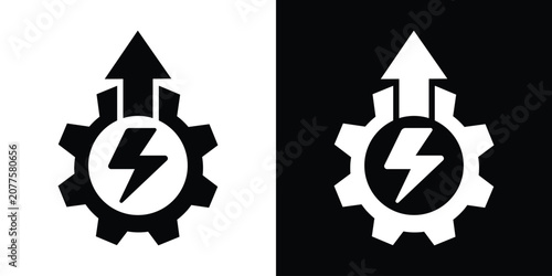 Obraz na płótnie High performance icon featuring a lightning bolt symbol inside a mechanical gear with a rising arrow