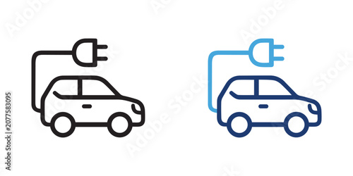 Electric car charging icons for green transport