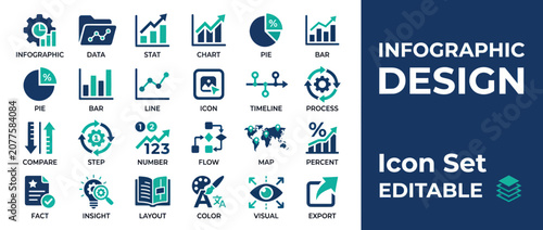 Infographic Design Icons Set: Data, Charts, Process, Timeline, Map, Percent