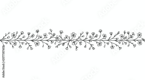 Elegant grayscale floral vine border pattern for decorative design projects.