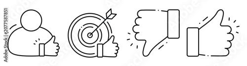 Canvas Print User icons showing approval and disapproval on white background