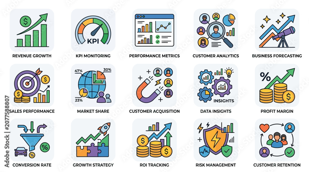 Fototapeta premium Vector illustrations for business analytics and metrics