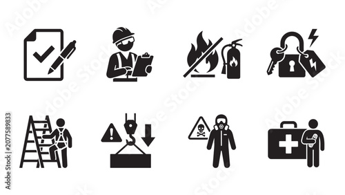 Set of Occupational Health and Safety Icons.
