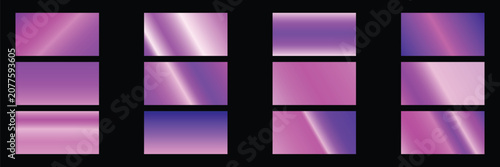 Fotografie Neon purple gradient set featuring vibrant electric violet tones blending into magenta and deep indigo