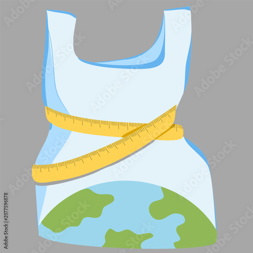 Eco Friendly Reusable Shopping Bag with Measuring Tape and Earth Illustration