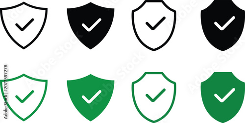 Fotografía Shield with checkmark icon set