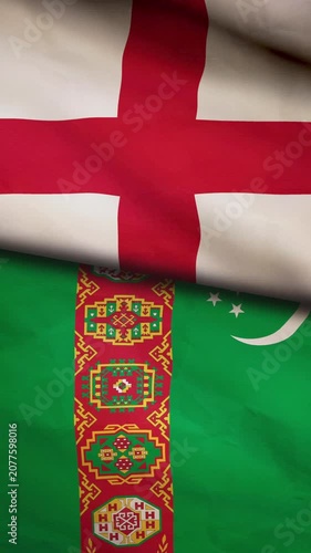 England and Turkmenistan flag vertical
