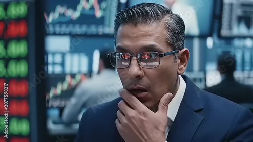 Businessman analyzing stock market data.