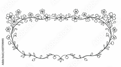 Delicate ornamental floral frame with intertwined vines and small blossoms.