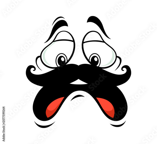 Foto Scared face with OMG shocked emotion or astonished expression of fear with open mouth