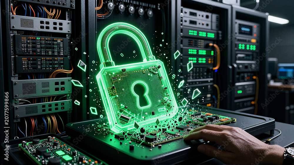 Fototapeta premium Cybersecurity Infrastructure Protection and Digital Data Security