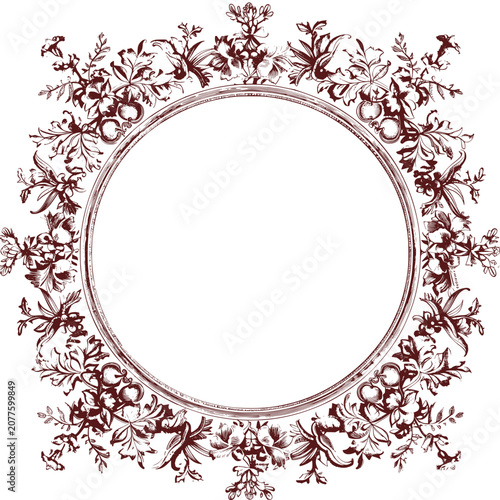 Decorative floral frame in elegant style with white copy space